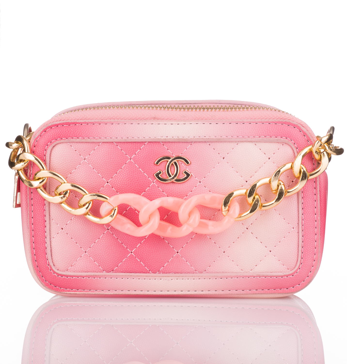 Roze Fashion Bag met Gouden Ketting - AE Cosmetics